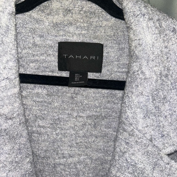 Tahari Light Gray Open Front Sleeveless Cardigan - Picture 2 of 3